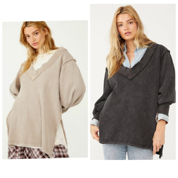 Free People Asher Thermal Oversized Shirt Stolen Kiss Maroon Red Small NWT NEW - Picture 5 of 12